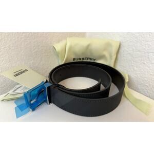 Burberry Reversible Check Belt Charcoal / Silver Mens  SIZE 34 WIDTH 35mm NWT